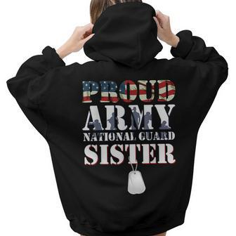 Proud Army National Guard Sister Pride Us Military Sibling Women Hoodie Back Print | Mazezy