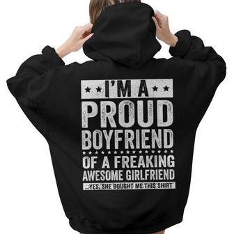 Im A Proud Girlfriend Of A Freaking Awesome Boyfriend Women Hoodie Back Print | Mazezy