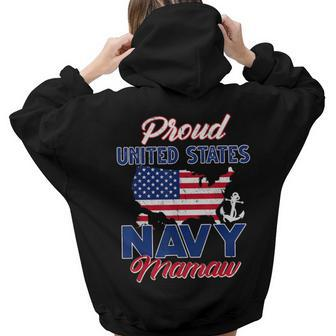 Proud Navy Mamaw Us Flag Family S Army Military Military Women Hoodie Back Print | Mazezy