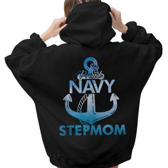 Proud Navy Stepmom Lover Veterans Day Women Hoodie Back Print | Mazezy