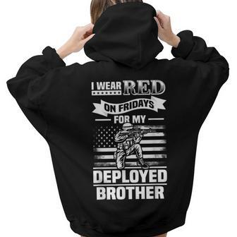 Red Friday For My Brother Support Military Deployed Women Hoodie Back Print | Mazezy