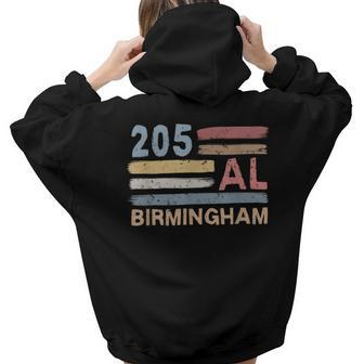 Retro Birmingham Area Code 205 Residents State Alabama Women Hoodie Back Print | Mazezy
