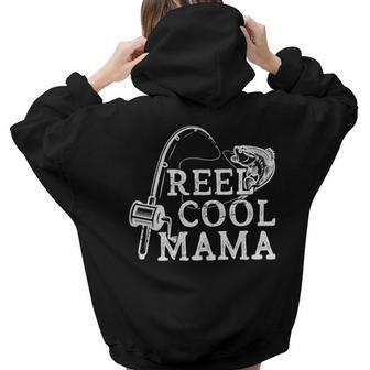 Retro Reel Cool Mama Fishing Fisher Mothers Day   Gift For Women Hoodie Words Graphic Back Print Hoodie Gift For Teen Girls Women