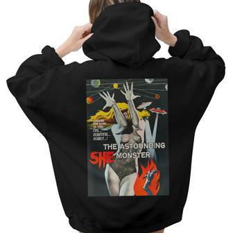 Sexy Blonde Classic Halloween Monster Poster Horror Movie Women Hoodie Back Print | Mazezy