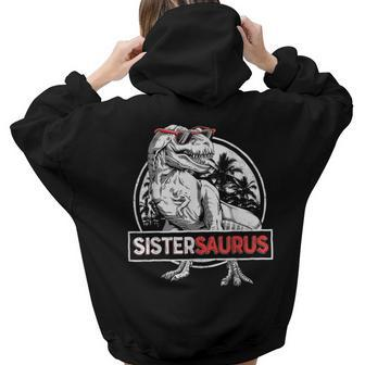 Sistersaurus T Rex Dinosaur Sister Saurus Family Matching For Sister Women Hoodie Back Print | Mazezy