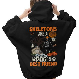 Skeletons Australian Shepherd Is Friends Halloween Women Hoodie Back Print | Mazezy