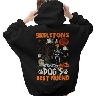 Skeletons Dachshund Is Friends Halloween Costume Women Hoodie Back Print | Mazezy