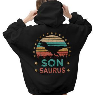 Sonsaurus T Rex Dinosaur Family Matching Son Saurus Women Hoodie Back Print | Mazezy