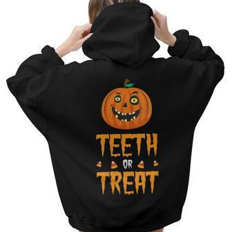 Spooky Halloween Dental - Th Or Trick Pumpkin Women Hoodie Back Print | Mazezy