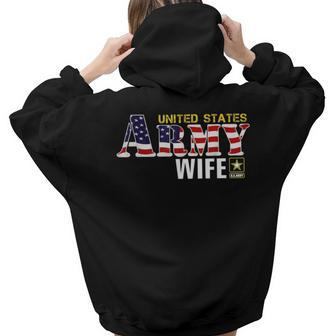 United States Flag American Army Wife Veteran Day Women Hoodie Back Print | Mazezy