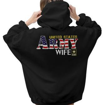 United States Flag American Army Wife Veteran Day Women Hoodie Back Print | Mazezy