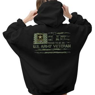 Usa Camouflage Proud To Be An Us Army Military Veteran Women Hoodie Back Print | Mazezy