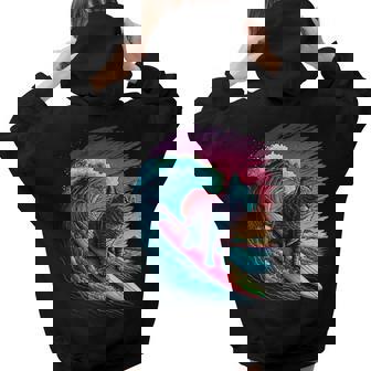 Vintage 80S Vaporwave Synthwave Retro Surfing Cat Kitten Women Hoodie Back Print | Mazezy