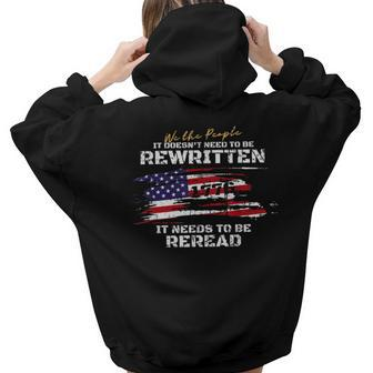 Vintage American Flag It Doesnt Need To Be Rewritten 2022 Women Hoodie Back Print | Mazezy