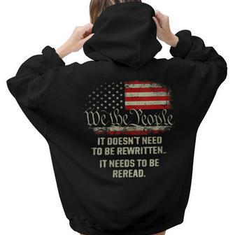 Vintage American Flag It Needs To Be Reread We The People It Women Hoodie Back Print | Mazezy CA