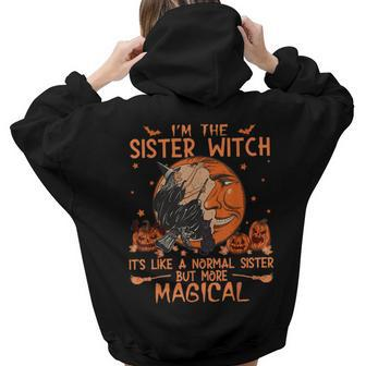 Women Vintage Cute Sister Witch Halloween Costume 2021 Idea For Sister Women Hoodie Back Print | Mazezy