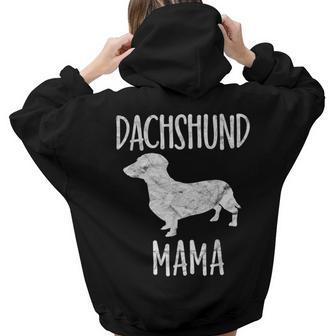 Vintage Dachshund Mama Doxie Mom Pet Dog Owner Mother Women Hoodie Back Print | Mazezy