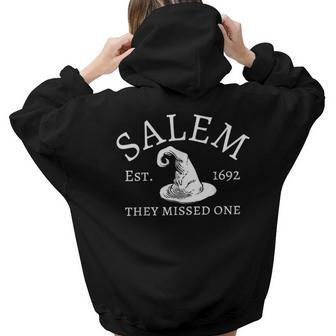 Vintage Salem 1692 They Missed One Retro Women Hoodie Back Print | Mazezy
