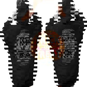 Vintage Trick Or Treat Halloween Costume Scary Pumpkin Men Pumpkin Women Hoodie Back Print | Mazezy