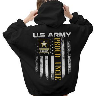 Vintage Us Army Proud Uncle With American Flag Women Hoodie Back Print | Mazezy DE