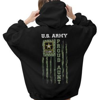 Vintage Usa Camouflage Us Army Proud Aunt Military Women Hoodie Back Print | Mazezy