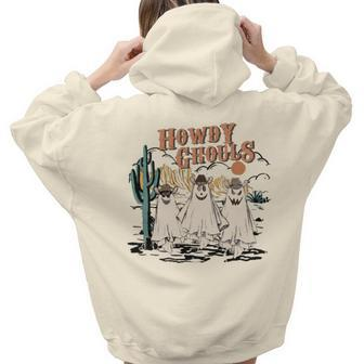 Cowboy Ghost Howdy Ghouls Halloween Western Country Women Hoodie Back Print | Mazezy