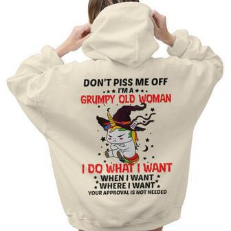 Dont Piss Me Off Im A Grumpy Old Woman I Do What I Want Old Woman Women Hoodie Back Print | Mazezy
