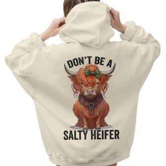 Dont Be A Salty Heifer Cow Lover Vintage Farm Cow Women Hoodie Back Print | Mazezy