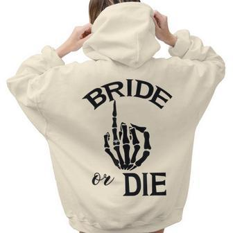 Engaged Bride Skeleton Hand Wedding Ring For Couples Women Hoodie Back Print | Mazezy