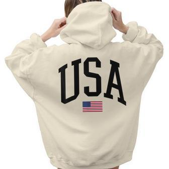 Fourth Of July Vintage Usa Patriotic American Flag Usa Women Hoodie Back Print | Mazezy