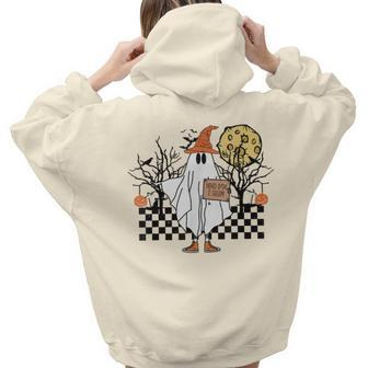 Hitchhiking Ghost Halloween Need A Ride To Salem Women Hoodie Back Print | Mazezy