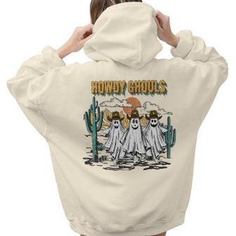 Howdy Ghouls Halloween Cowboy Ghost Western Country Cowgirl Women Hoodie Back Print | Mazezy