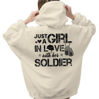 Just A Girl In Love With Her Soldier Army Girlfriend Wife Women Hoodie Back Print | Mazezy