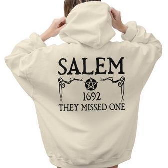 Vintage Halloween Costume Salem 1692 They Missed One Women Hoodie Back Print | Mazezy