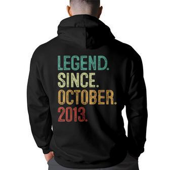 10 Years Old Legend Since October 2013 10Th Birthday Hoodie Back Print - Thegiftio UK