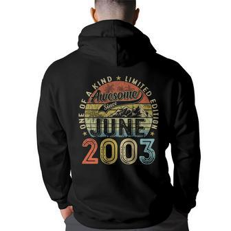 20 Years Old Gifts 20Th Birthday Men Awesome Since June 2003 Back Print Hoodie - Thegiftio UK