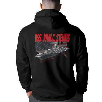 Aircraft Carrier Uss John C Stennis Cvn-74 Grandpa Dad Son Back Print Hoodie - Thegiftio UK