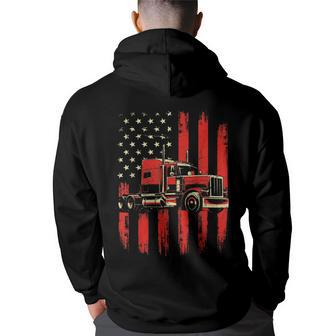 American Trucker - Semi Truck Driver Trucking Big Rig Back Print Hoodie - Thegiftio UK