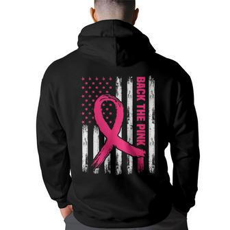 Back The Pink America Flag Support Breast Cancer Awareness Hoodie Back Print - Thegiftio UK
