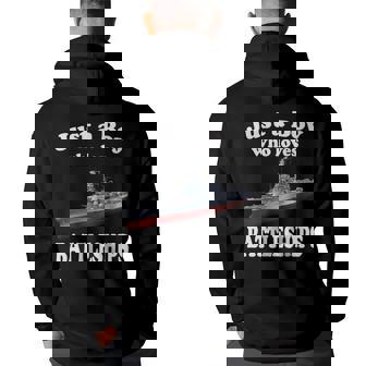 Boy Who Loves Usa Battleship Uss Bb-63 Big Mo & Ww2 Ship Back Print Hoodie - Thegiftio
