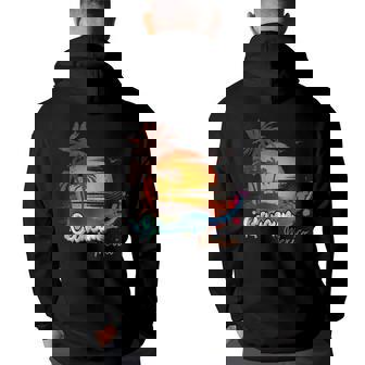 Cancun Mexico Beach Summer Vacation Palm Trees Sunset Vacation Funny Gifts Back Print Hoodie | Mazezy