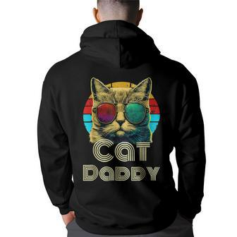 Cat Daddy Retro Cat Dad 80S 90S Vintage Father Day 2023 Back Print Hoodie | Mazezy