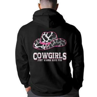 Cowgirls Just Wanna Have Fun - Country Southern Western Cow Back Print Hoodie | Mazezy