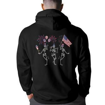 Fourth Of July Skellies Skeletons Dancing With American Flag Dancing Funny Gifts Back Print Hoodie | Mazezy