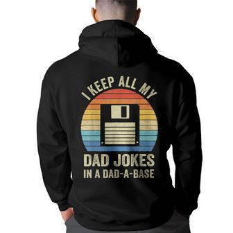 Funny Dad Jokes In Dad-A-Base Vintage For Fathers Day Back Print Hoodie - Thegiftio UK