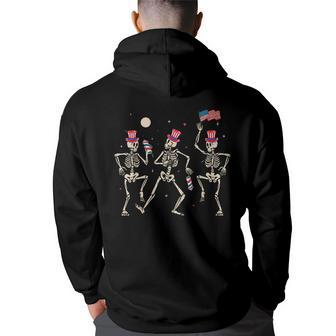 Funny Dancing Skeletons American Flag 4Th Of July Dancing Funny Gifts Back Print Hoodie | Mazezy