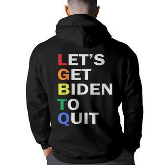 Funny Lgbtq Anti Biden - Lets Get Biden To Quite  Back Print Hoodie
