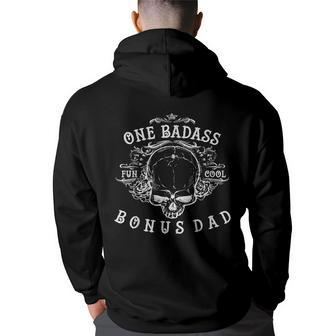 Funny Step Dad Gifts One Badass Bonus Dad Funny Gifts For Dad Back Print Hoodie | Mazezy