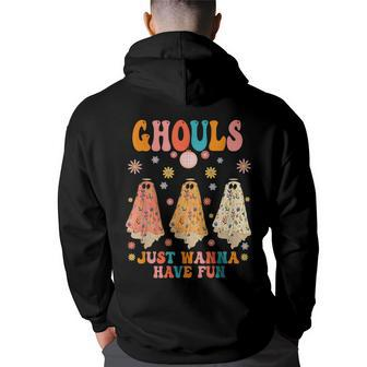 Ghouls Just Wanna Have Fun Halloween Ghouls Cowgirl Western  Halloween Funny Gifts Back Print Hoodie