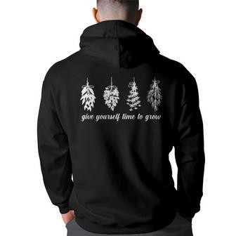 Give Yourself Time To Grow Mental Health Awareness Support Back Print Hoodie | Mazezy